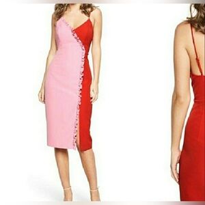 Elegant Red and Pink Ruffle Dress